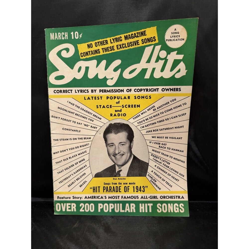 Vintage March 1993 Song Hits Magazine Hit Parade Of 1943 Don Ameche